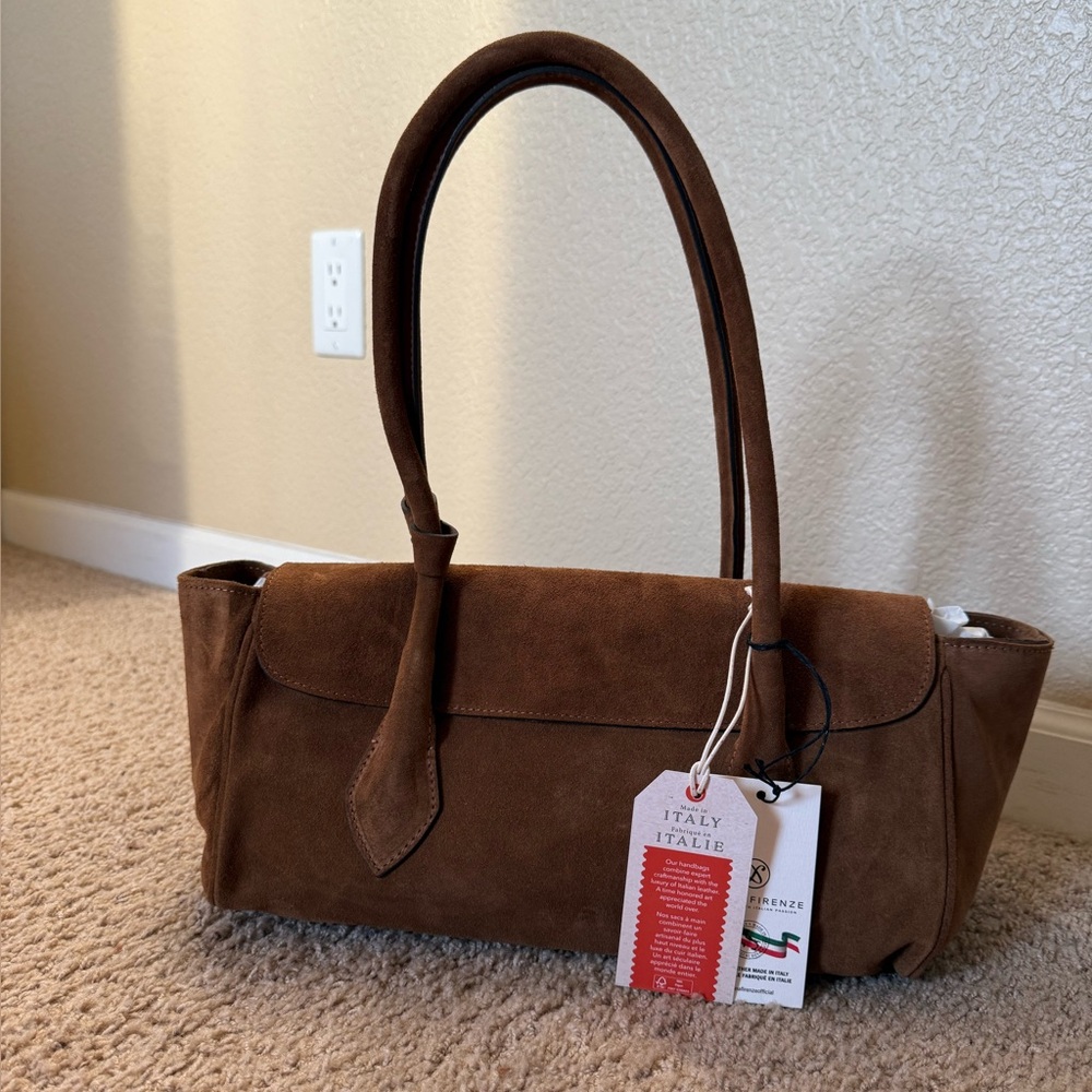 Divina Firenze Brown East West Suede Bag